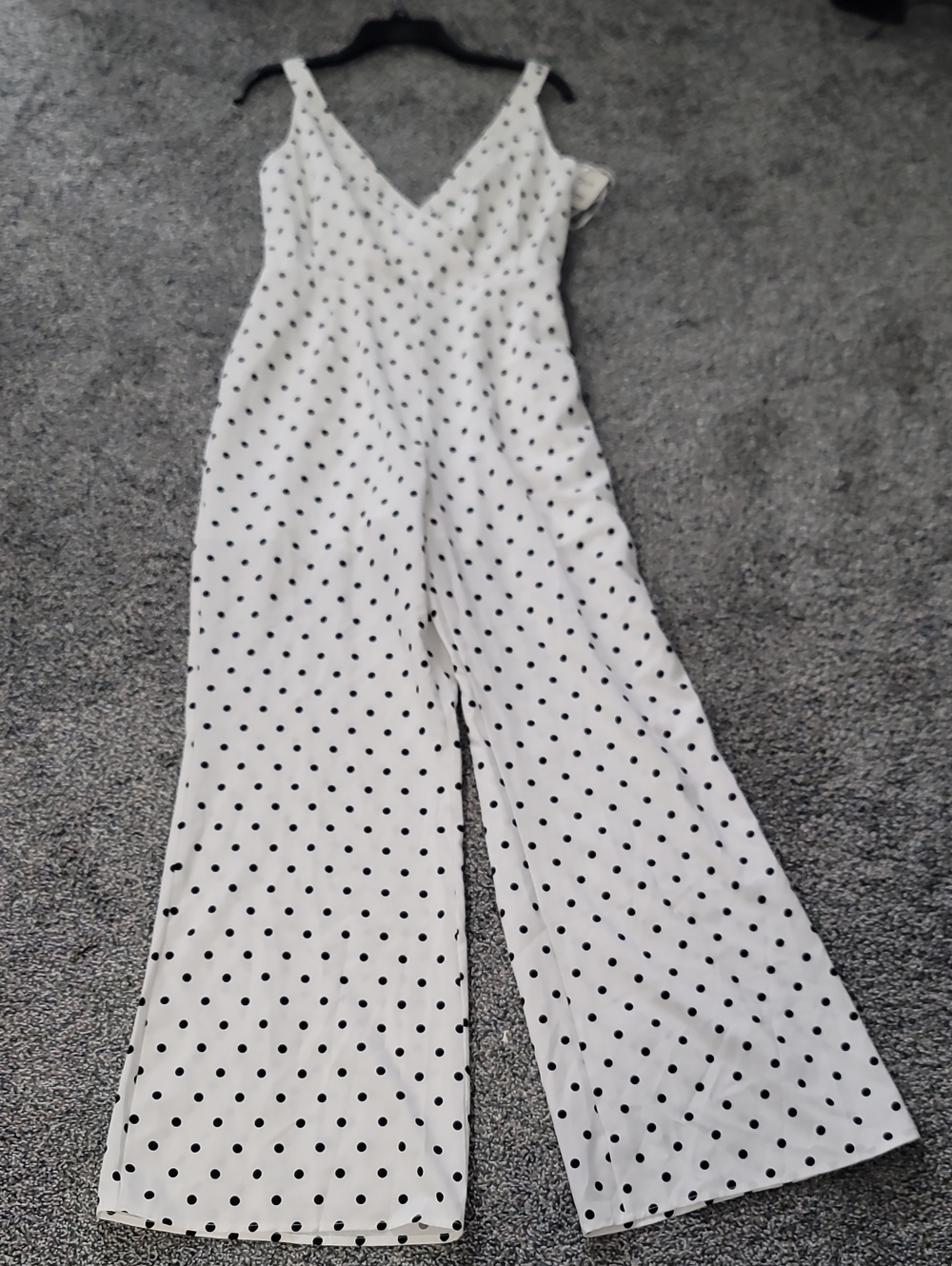 DAVI & DANI White Jumpsuit with Black Polka Dots